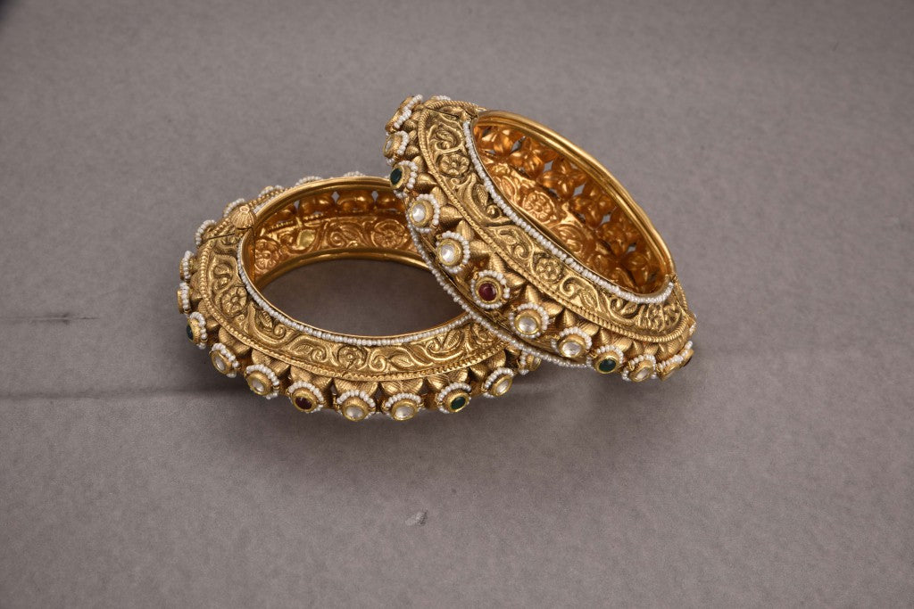 Savi Gold Antique Bridal Bangles