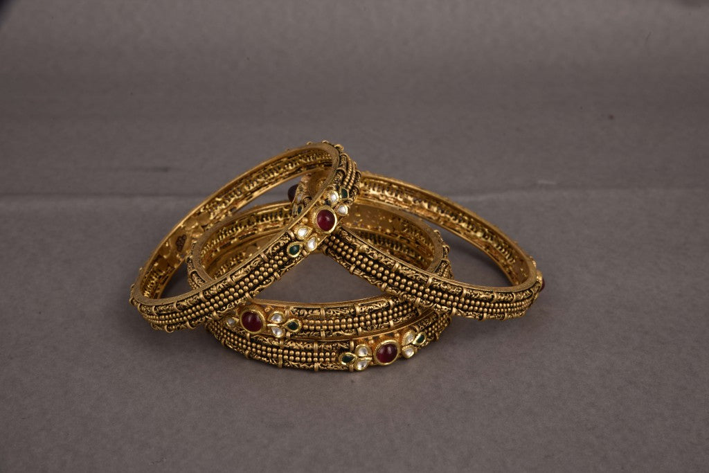 Ruhi Gold Temple Bridal Bangles