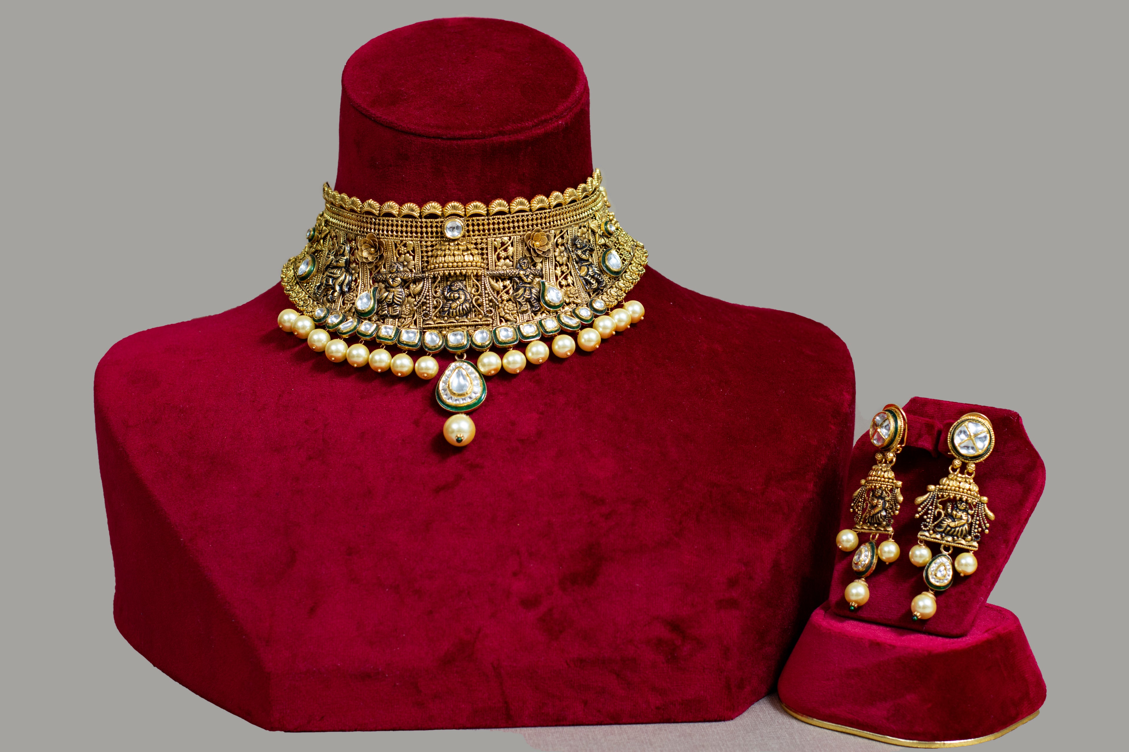 Anubha Gold Kundan Bridal Necklace