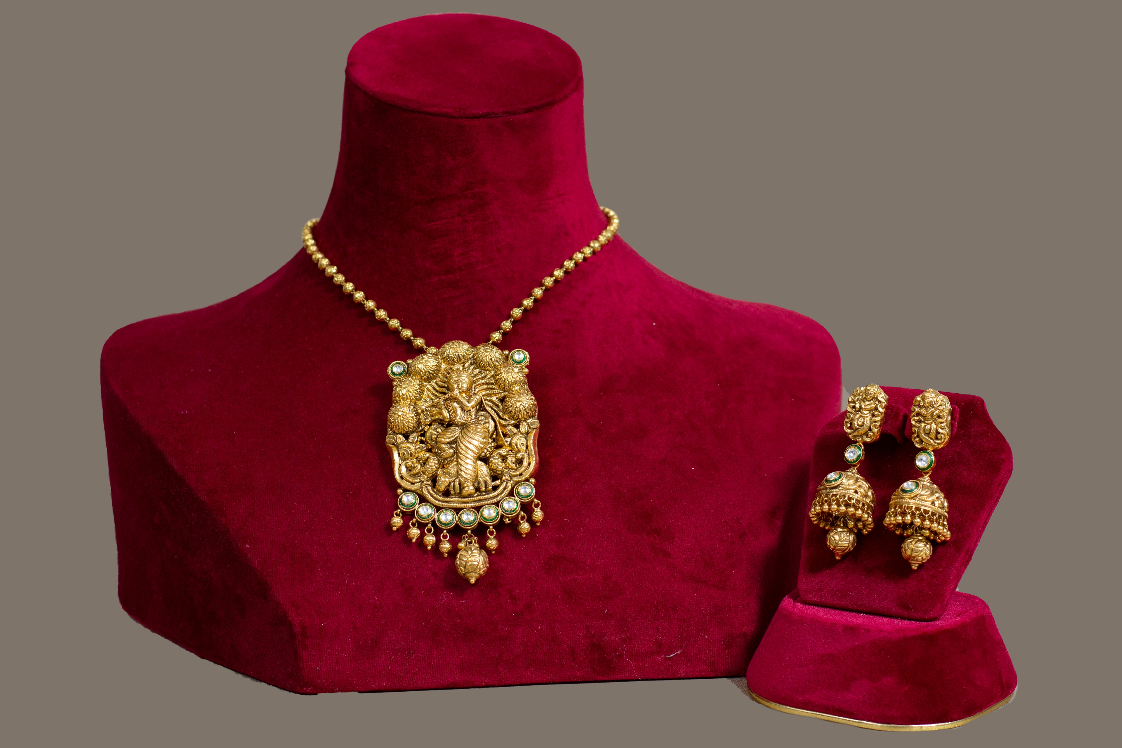 Bavya Gold Temple Bridal Necklace