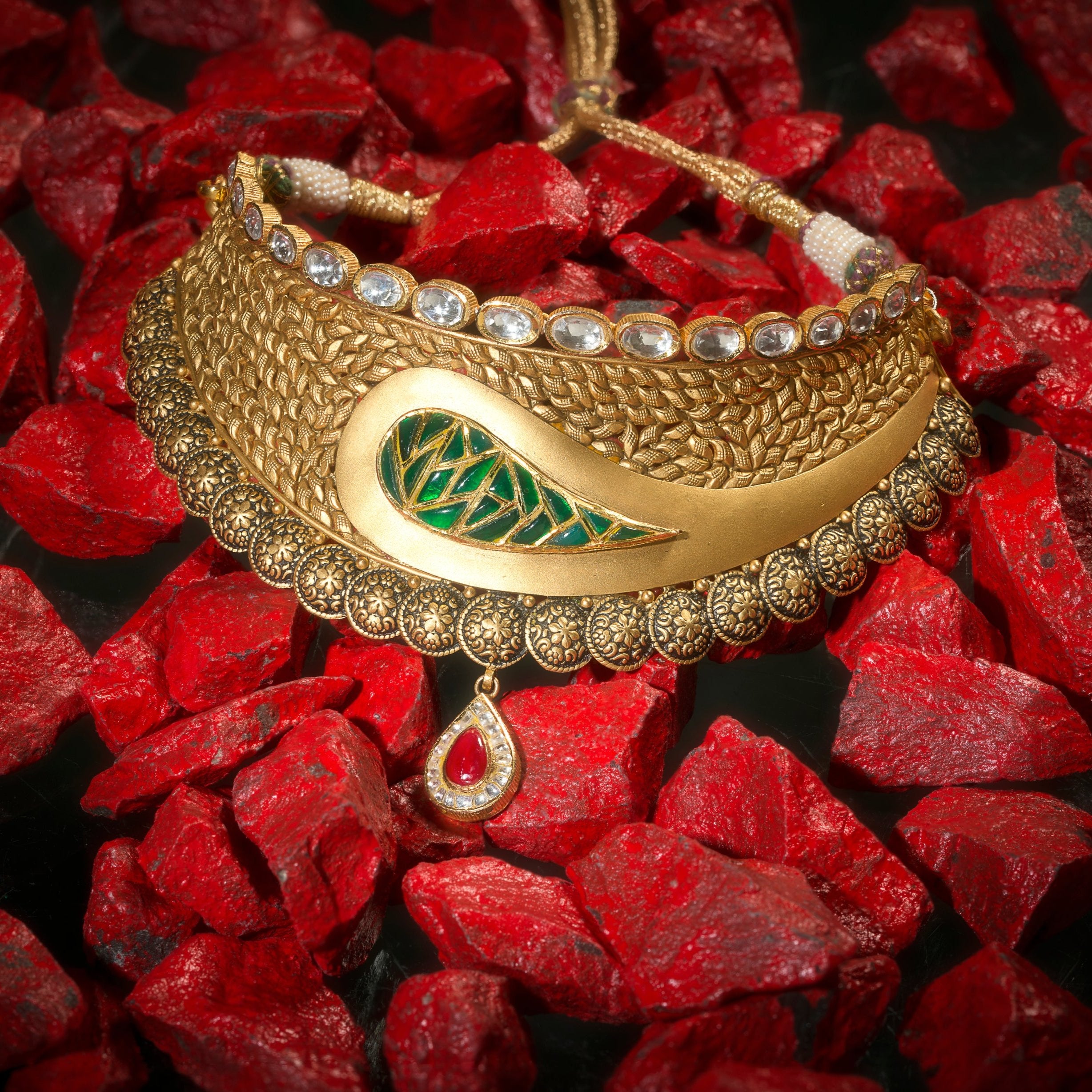 Abayana Gold Kundan Bridal Necklace