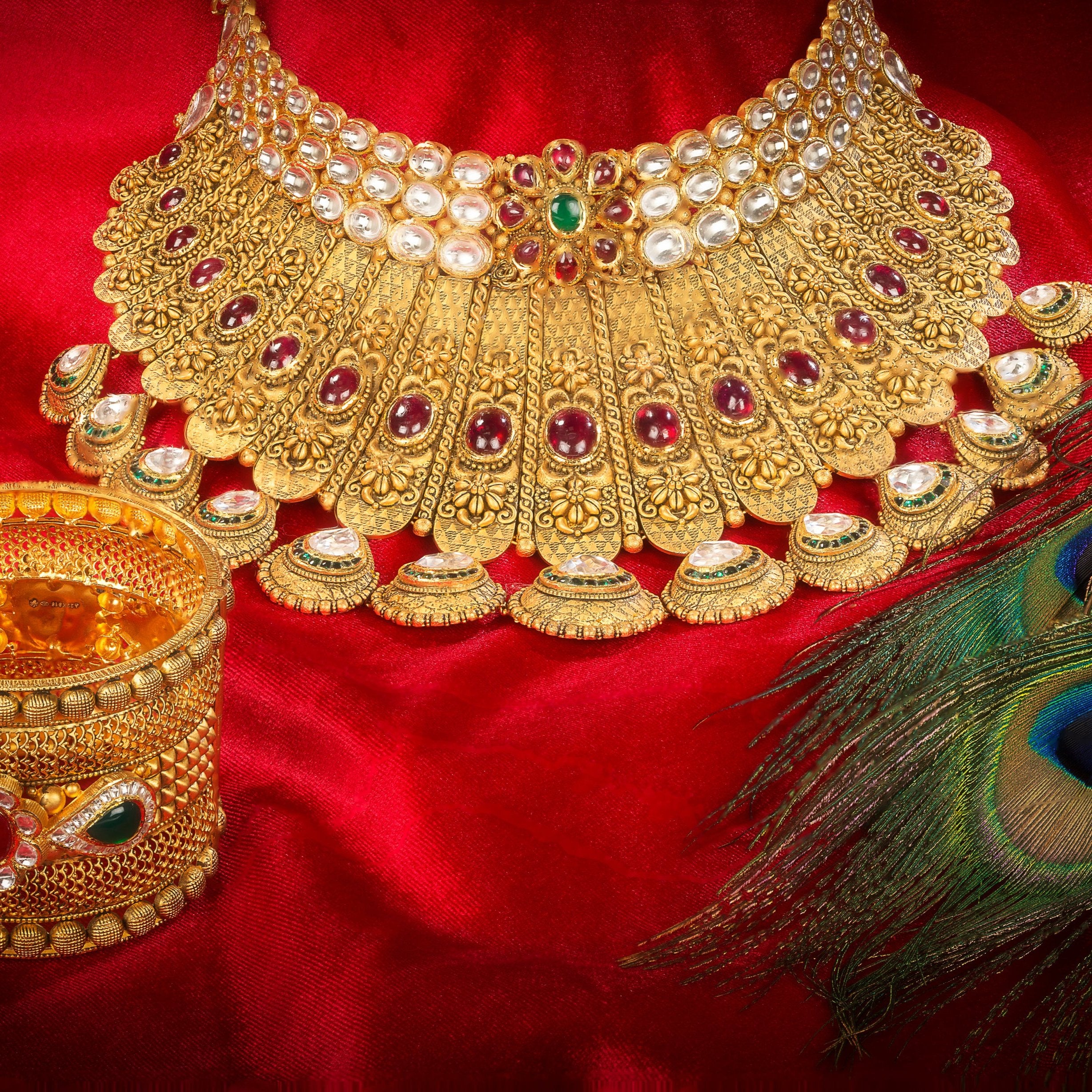 Aadishree Gold Kundan Bridal Necklace